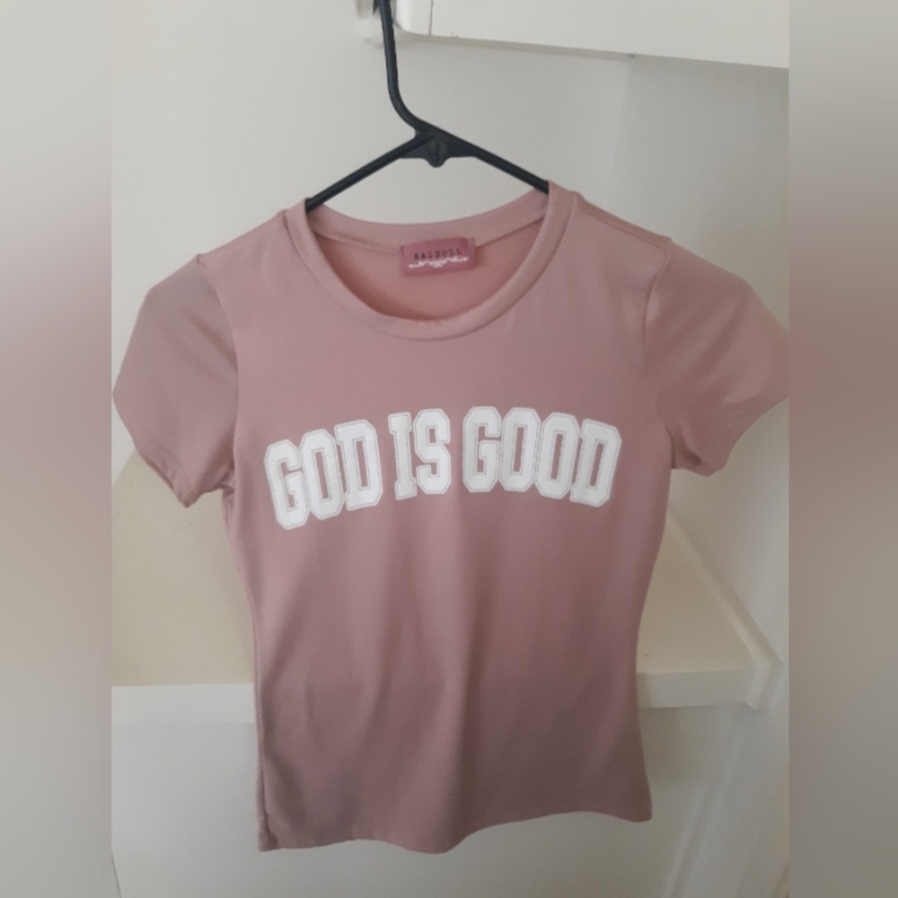Mauve 'God is Good' Tee